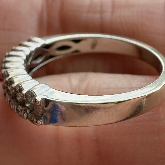 Diamond & Silver 14 K  gold engagement Ring - Picture 6 of 10